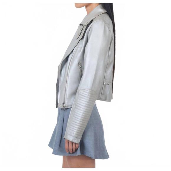 NEW JKT NYC harley metallic leather jacket in taupe - Picture 3 of 4